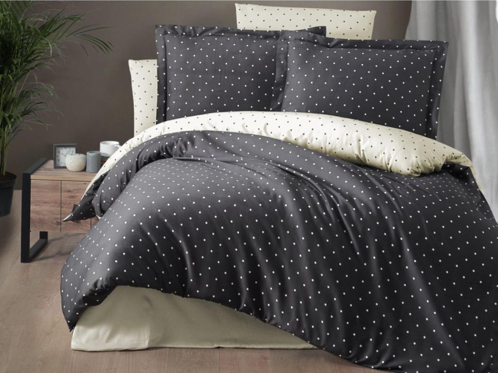 Französisches Leinen Satin 220x200, 70x90cm Serena anthrazit