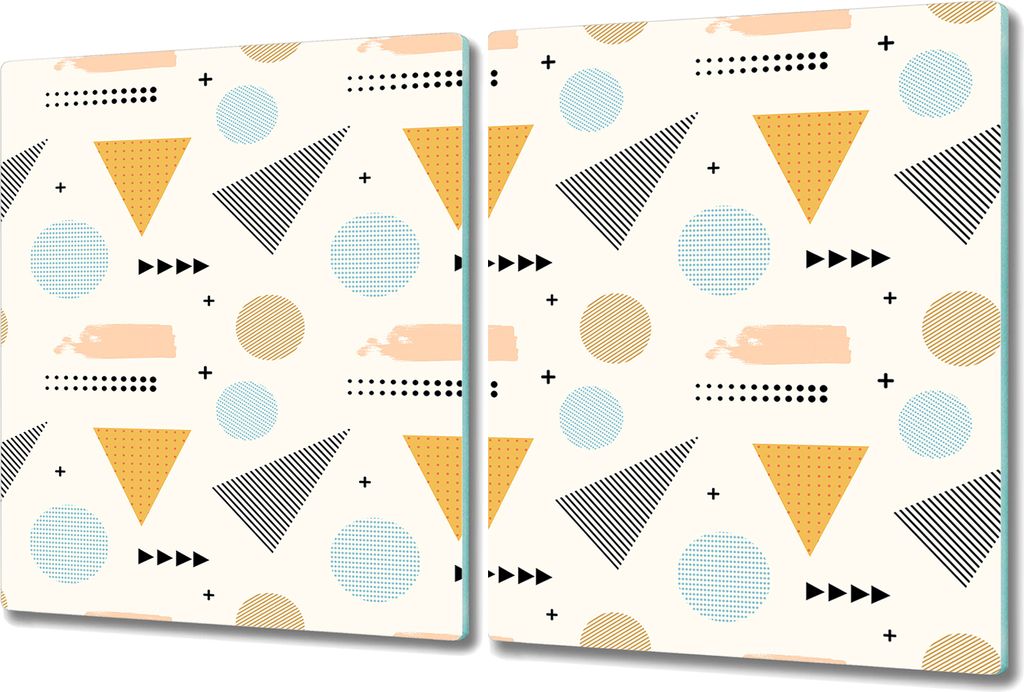 Glas-Herdabdeckplatte Glaskeramikkochfeld-Abdeckung Spritzschutz - 2x 40x52 cm - Farbenfrohe Formen