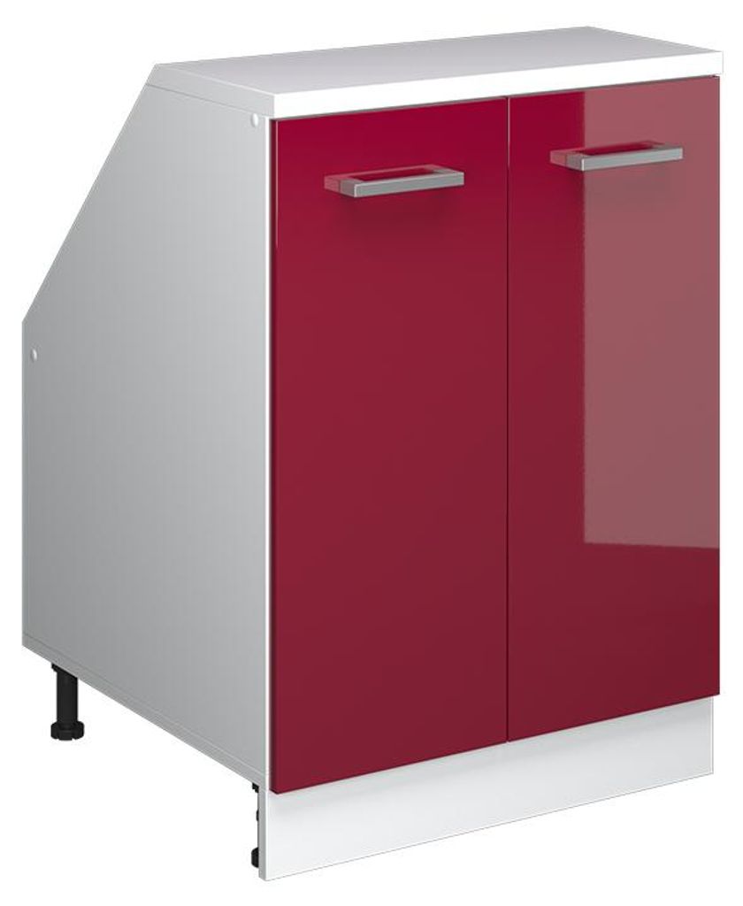 Dachschrägenschrank Vicco Rion Rot Hochglanz 60 x 81.6 cm mit 2 Türen, Schrankkorpus 60 cm Tiefe, Model 60314