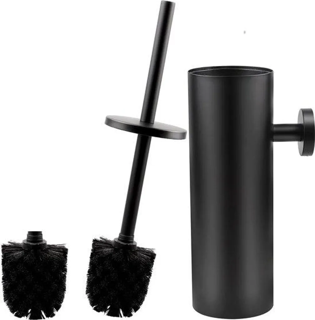 Brosse WC hygiénique en inox anti-traces avec tête noire amovible