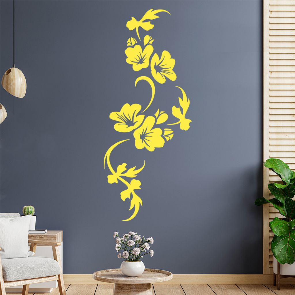 Blumen - Linien Wandtattoo in 6 Größen - Wandaufkleber Wall Sticker - Dekoration, Küche, Wohnzimmer, Schlafzimmer, Badezimmer