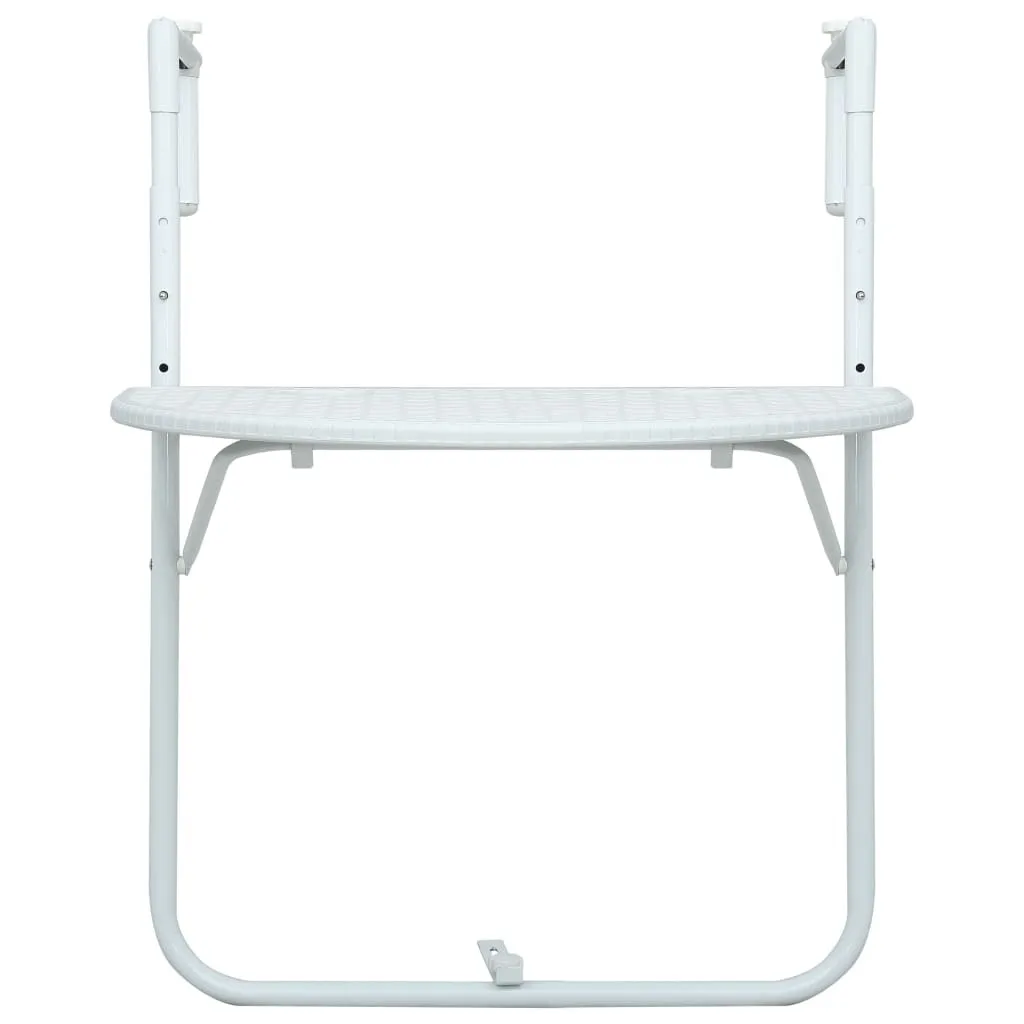 Table suspendue aspect rotin blanc 60x64 cm pour garde-corps balcon