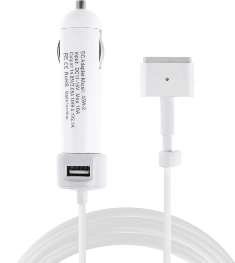 Alimentatore Auto 45W MagSafe 2 per MacBook Air e USB 5.1V 2.1A