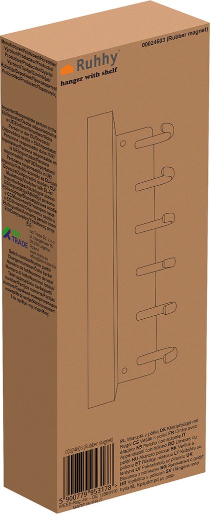 Nástenný vešiak 24603, čierny | Ruhhy Obrázok produktu 4