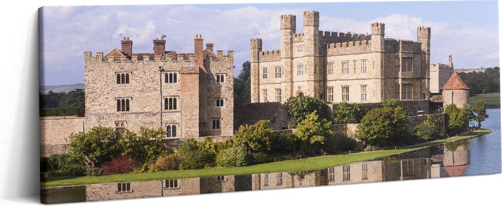 Festung Leeds Castle – Leinwandbild Wandbild – 125x50 cm – Leinwandbilder – Wandbilder – Schlafzimmer – Flur