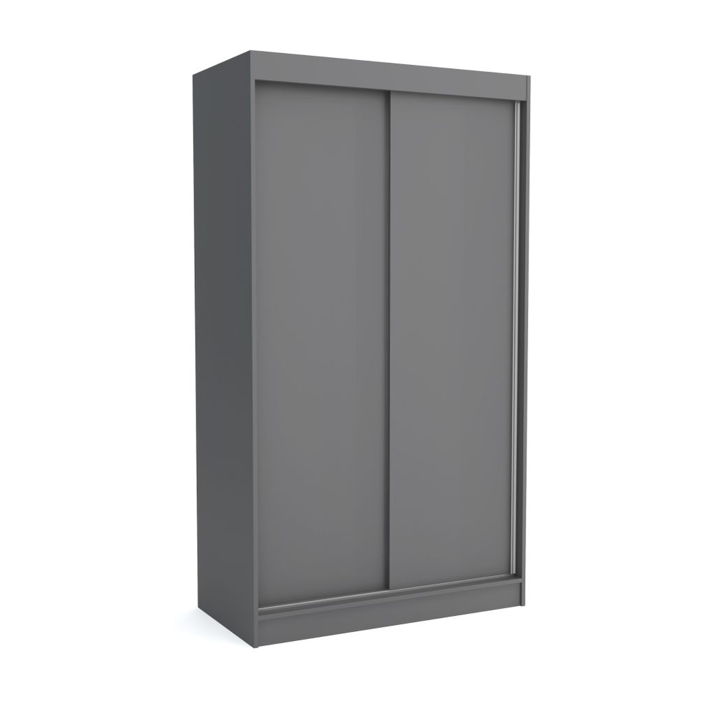 Brent - Kleiderschrank Schiebetüren Emily, Schlafzimmerschrank mit 1 Kleiderstange und Einlegeböden für Kleidung, 100x215x60 cm, Anthrazit