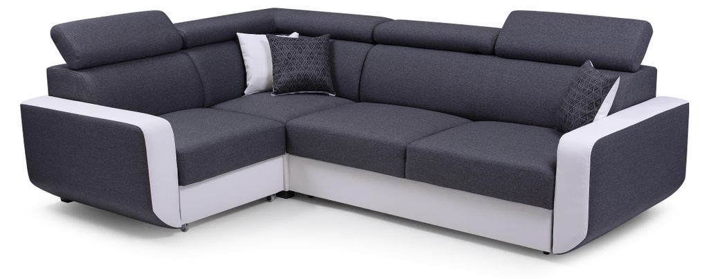 Masseno Ecksofa MIRA mit Schlaffunktion L-Form, Sofa mit Bettkasten, Wohnzimmersofa, Couch, Soffa, Bettsofa, Couchgarnitur- Grau, INARI 94+MADRYT 920