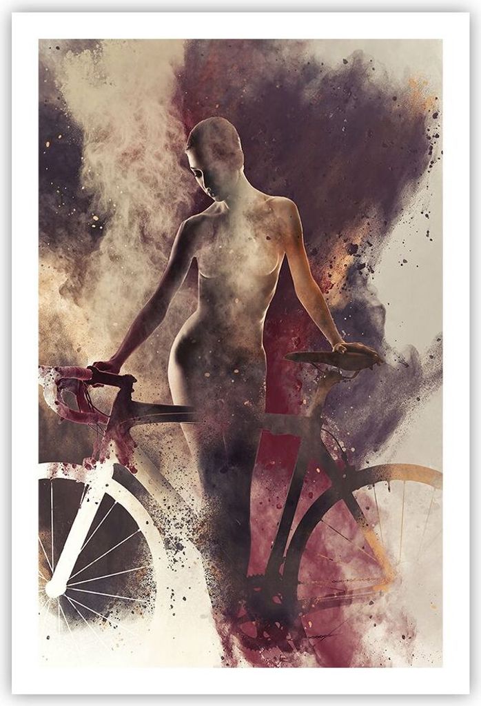 Poster - Poster ohne Rahmen - Körper Mädchen Fahrrad Illustration - 61x91,5 cm - Wand Bild - Wanddeko - Wandbilder - Kunstposter - Wandposter - B...