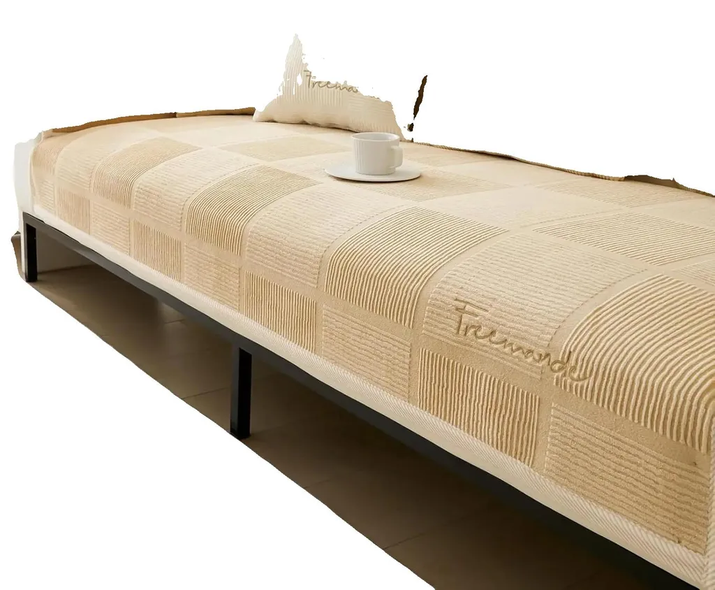 Jeté de canapé pelucheux kaki 90x160 cm - Protection assise premium