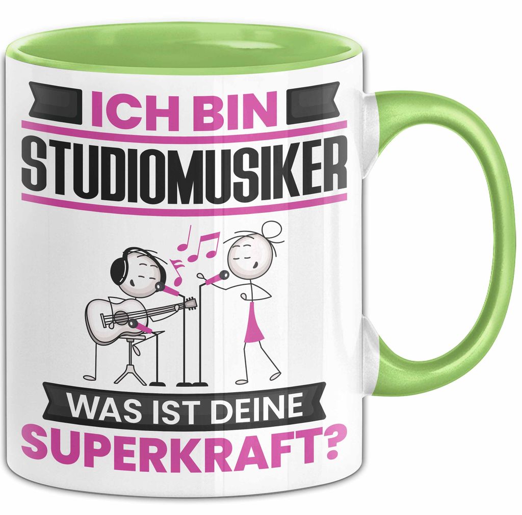 Studiomusiker Tasse Geschenk für Studiomusiker Geburtstag Lustiger Spruch Kaffee-Becher Was Ist Deine Superkraft (Grün)