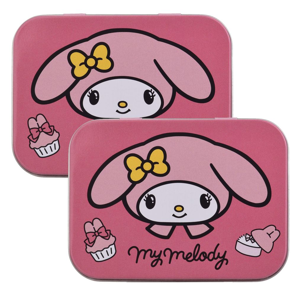 2x Home-Flair My Melody Kinder Pflaster-Box mit 24 bunten Motiv-Pflastern in Metalldose – Hautfreundlich & Wasserabweisend