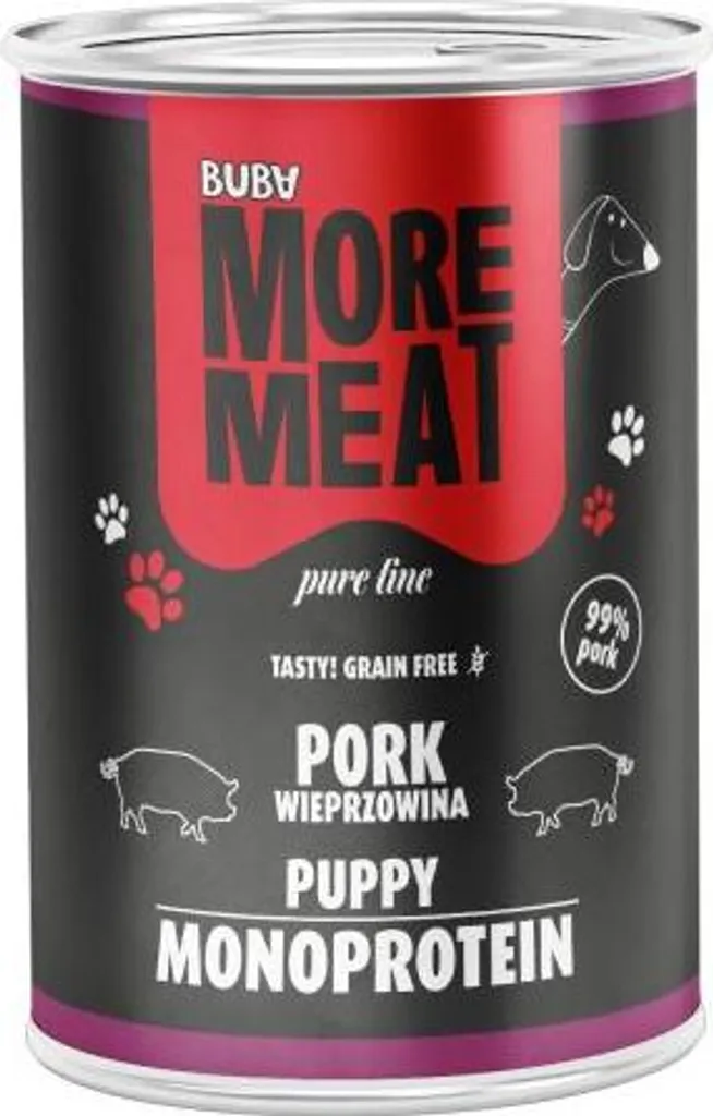 BUBA - More Meat - Alimento monoproteico per cuccioli - Maiale - 400 g