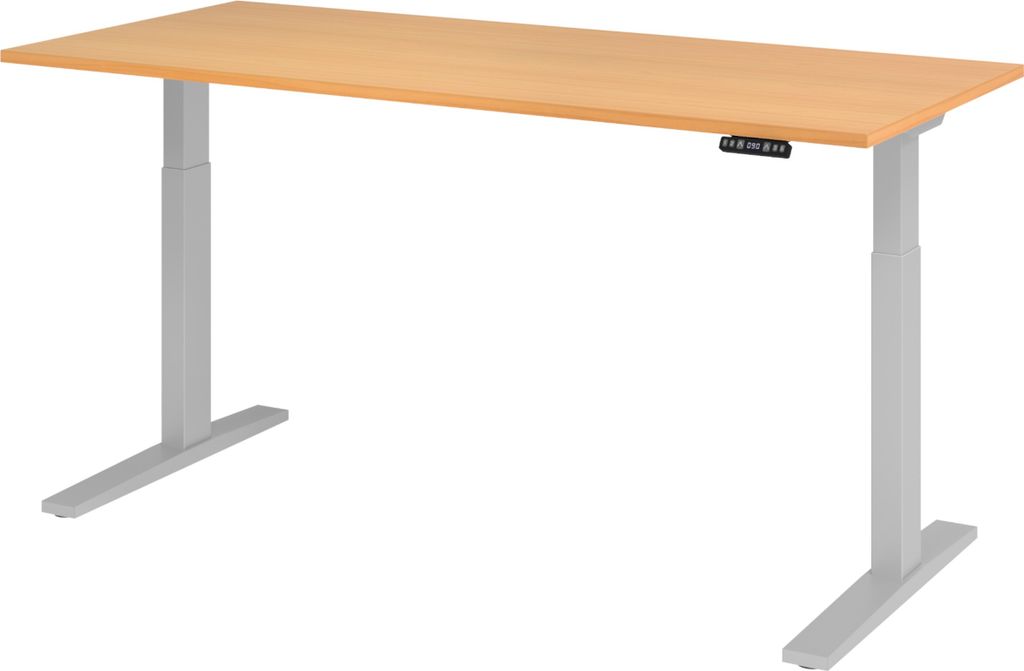 bümö Schreibtisch elektrisch XMKA - Gestell: Silber, Nachbildung: Buche, Größe: 180 x 80 cm