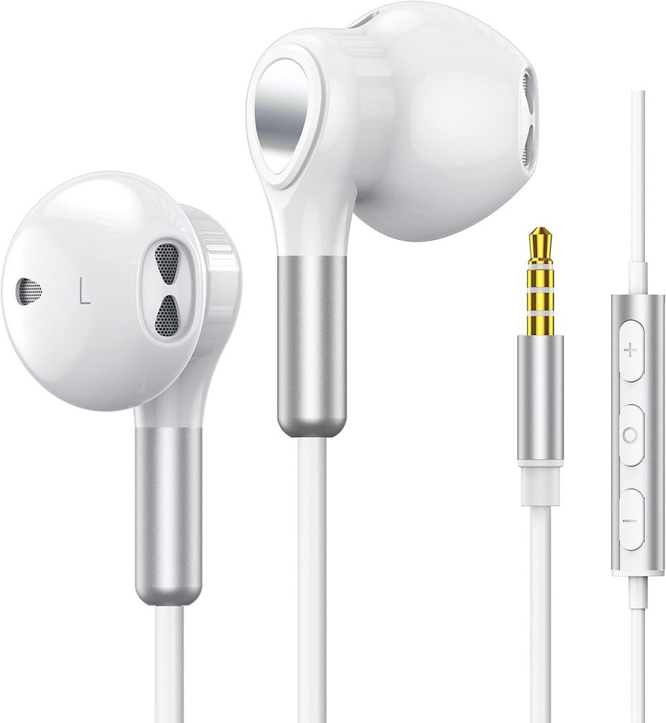 Kabelgebundene In-Ear-Kopfhörer mit Mikrofon 3,5-mm-Stecker Geräuschisolierung, Steuerung für Musik/Anrufe ergonomisches Design.