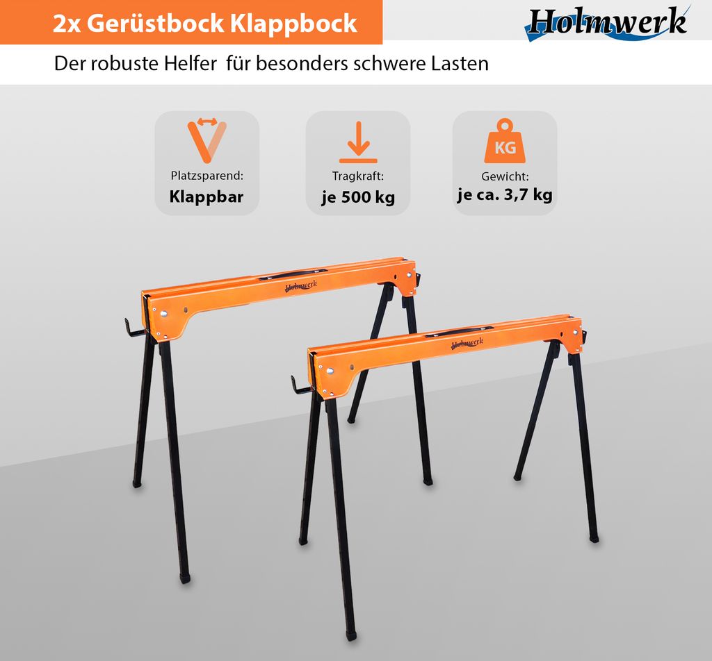 2x Arbeitsbock Klappbock Gerüstbock Sägebock - 1000 kg Produktbild 8