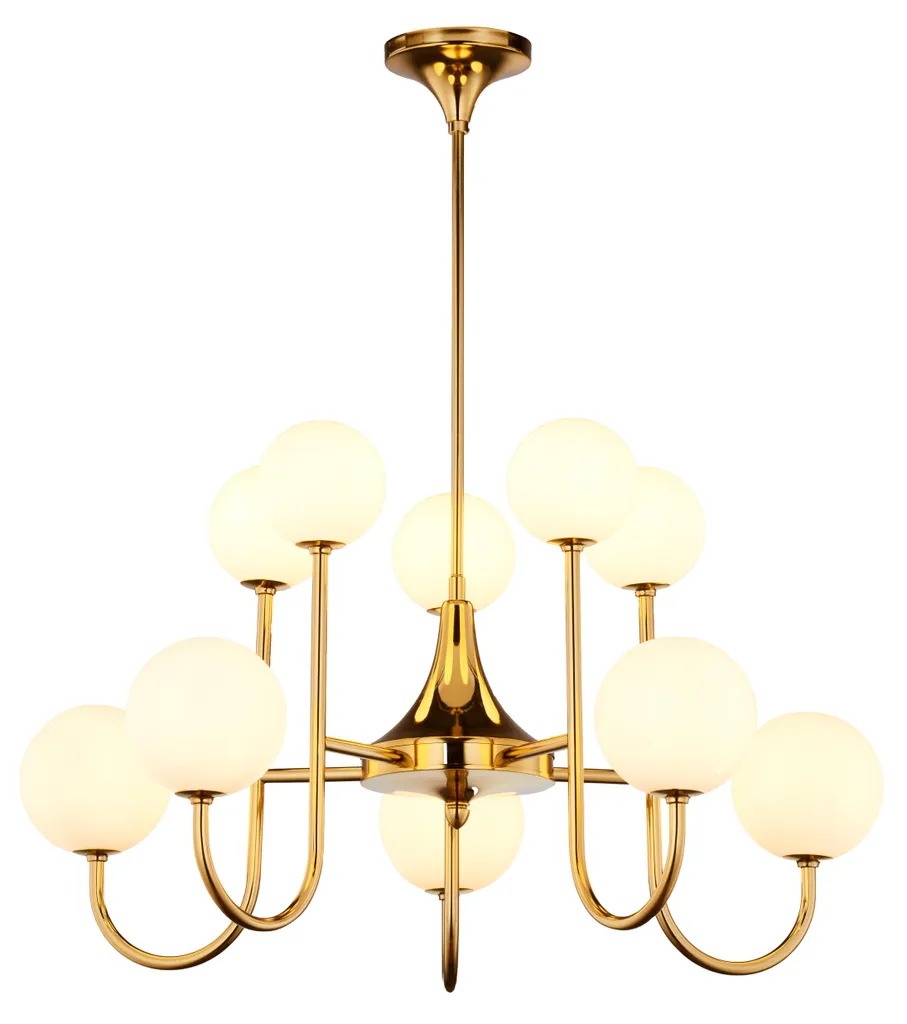 Lustre pour Salon et Salle à Manger SELEN - Design Jupiter Blanc Or