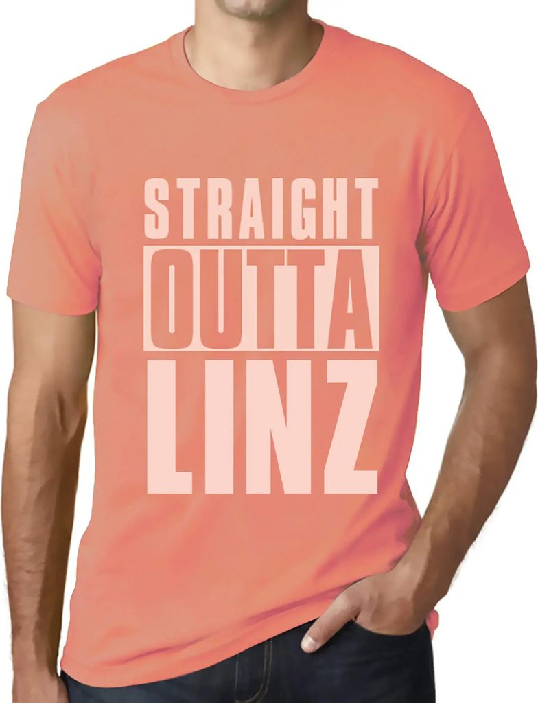 Herren Grafik T-Shirt Direkt aus Linz – Straight Outta Linz – Öko-Verantwortlich Vintage Jahrgang Kurzarm Lustige Druck Geburtstag Geschenk Mann