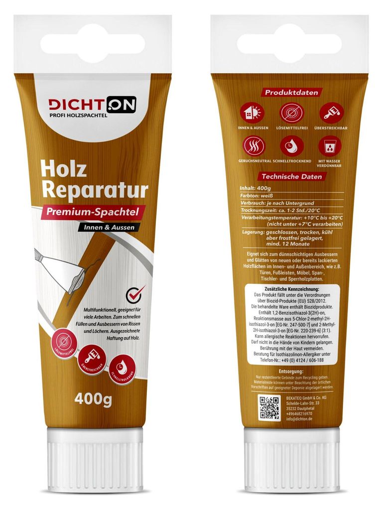 Holzreparatur Premium Fertigspachtel in der Tube 400g Produktbild 