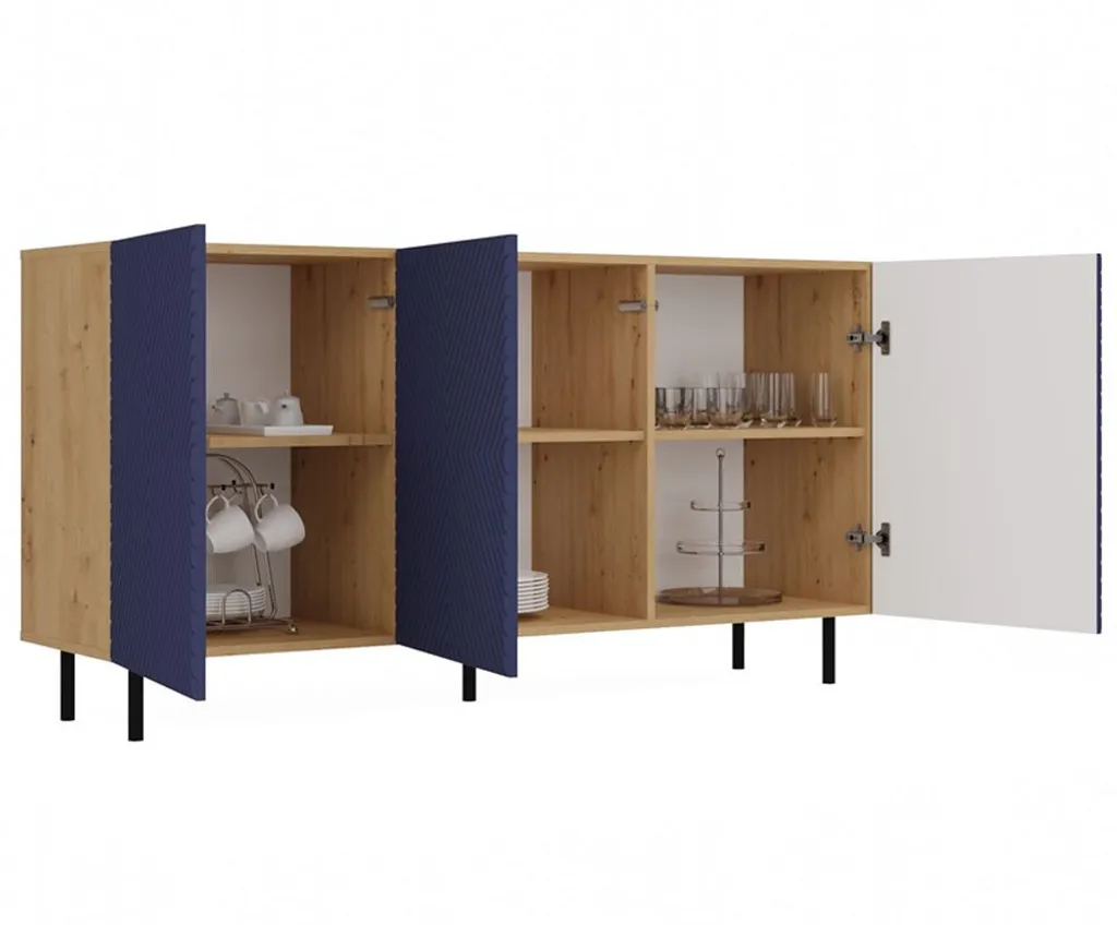 Optimisez votre Rangement avec la Commode KAMA 150 cm Chêne et Bleu