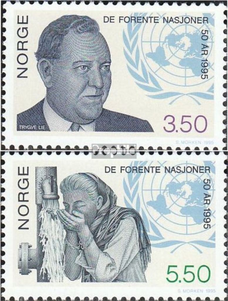 Briefmarken Norwegen 1995 Mi 1187-1188 (kompl.Ausg.) postfrisch 50 Jahre UNO