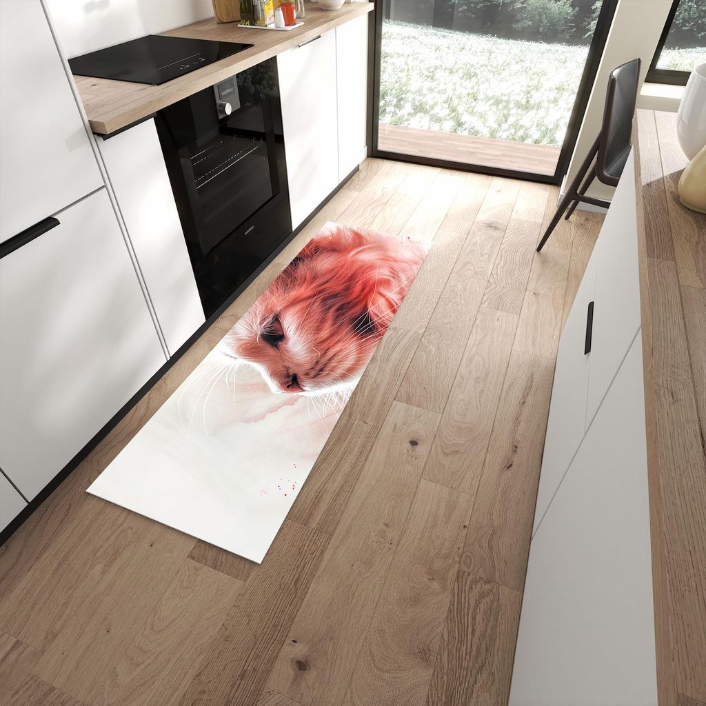 Küchenteppich 60x180cm rutschfest & abwischbar PVC Läufer - Katze Profil Rouge