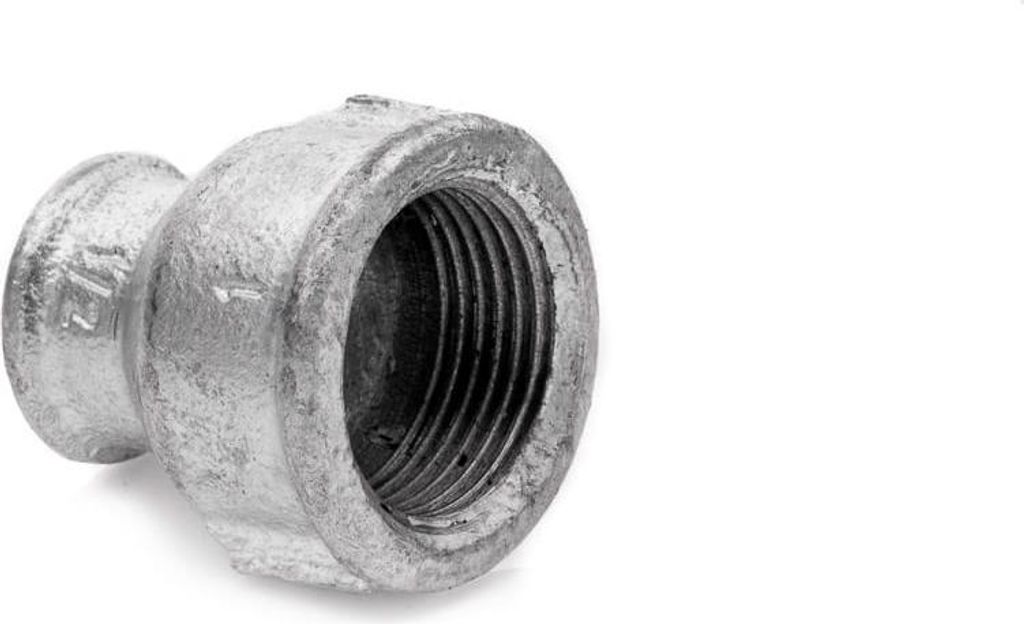 POLBERIS Gusseisen 1 1/4" x 1" Muffe verzinkt BSP Gewinde | Gewindemuffe Fitting für Wasser Heizung Pneumatik Hydraulik Rohrverbinder