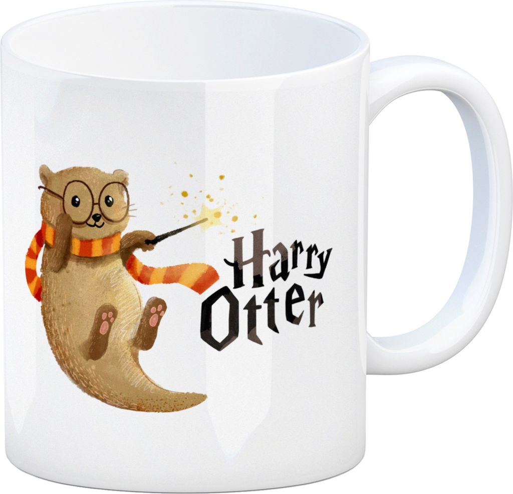 Harry Otter mit Zauberstab Kaffeebecher Produktbild 