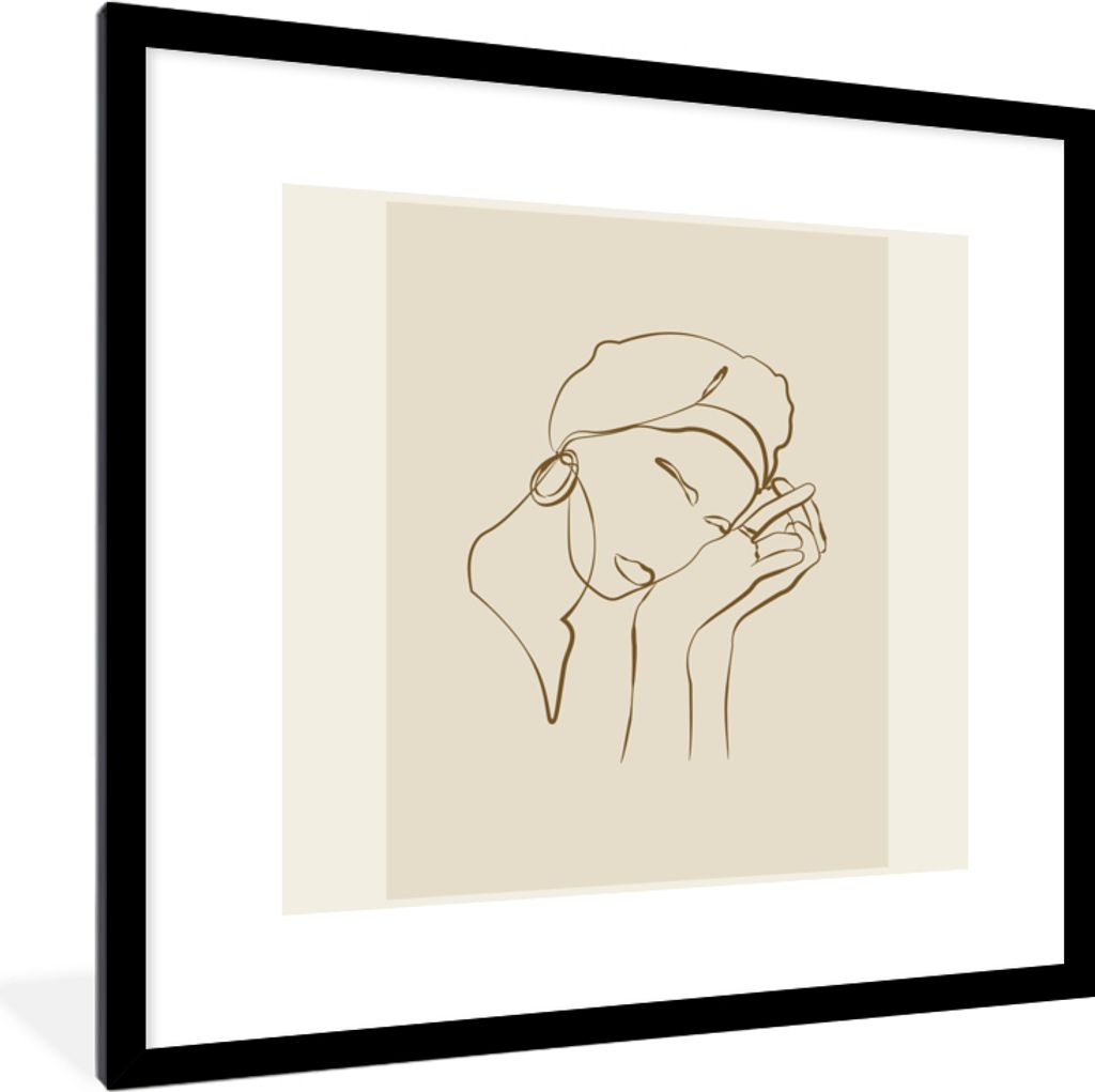 MuchoWow Gerahmtes Poster Frau - Linienkunst - Zitate - Text 40x40 cm - Poster mit Schwarzem Bilderrahmen Wandposter Rahmen Foto Bilder - Poster ...