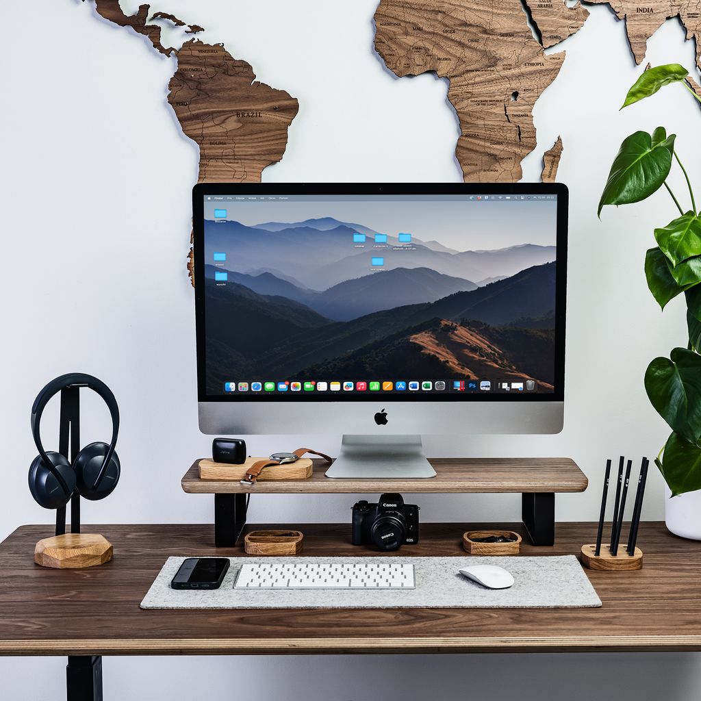 Monitor Ständer für den Schreibtisch, Monitorständer aus Holz 70cm, Bildschirmerhöhung, Schreibtischregal, Monitor Stand Desk Shelf