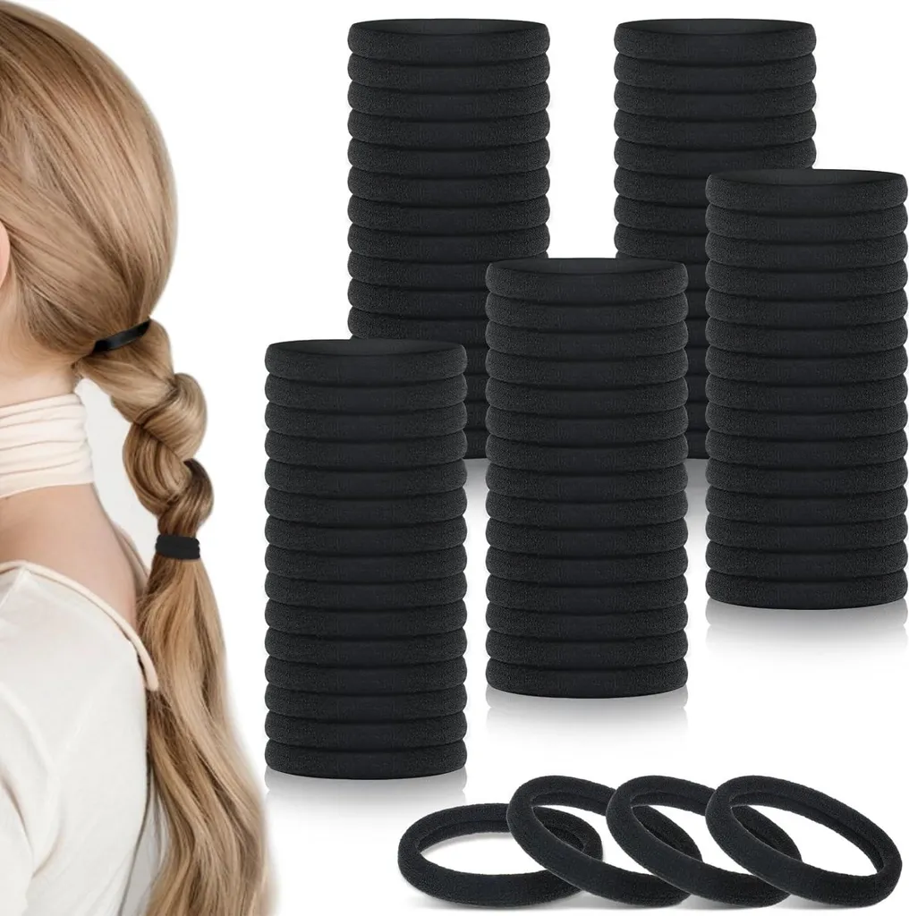 Élastiques Cheveux Noirs sans Métal - Accessoires Coiffure Lot de 100