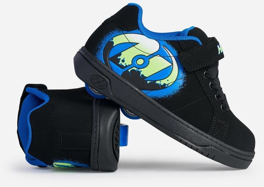 Heelys X2 Kolect Schwarz/Royal/Grün Doppelrollen-Rollschuhe mit EVA-Zwischensohle, Gummisohle und abnehmbaren Rollen