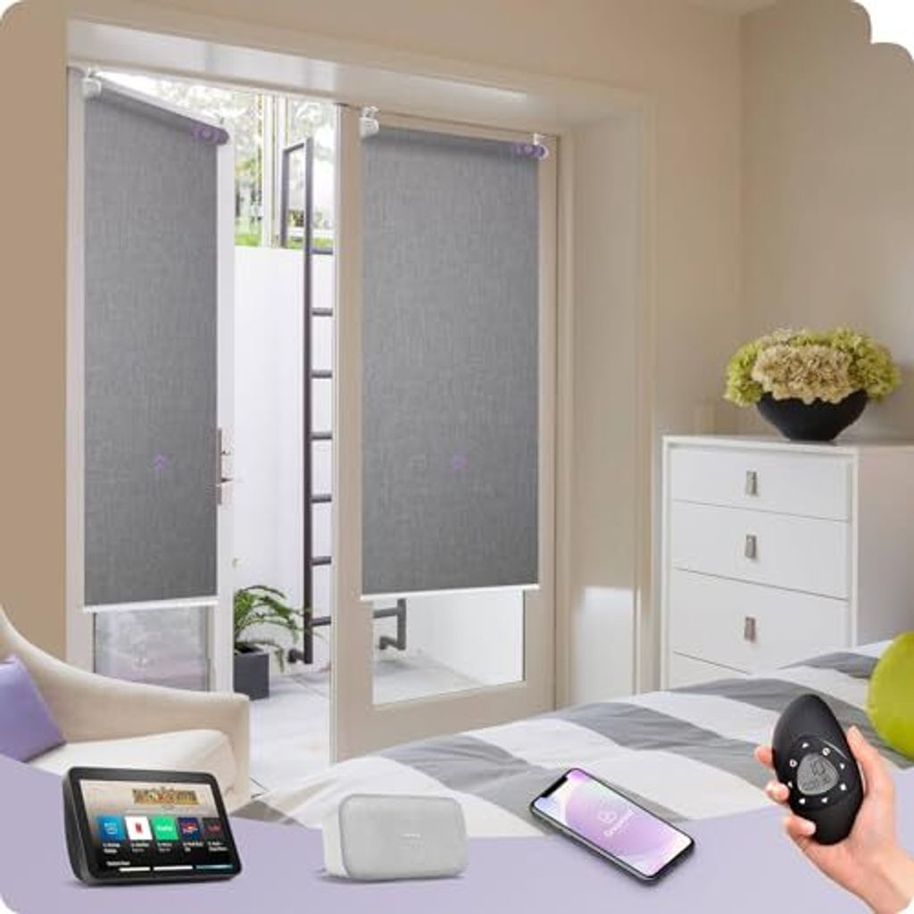 Graywind Mess messen elektrische thermische blinde Klemmfix, kein Bohrer, Privatsphäre, motorisierter Blackout -Rollerblind, Wärmeschutz, intelli...