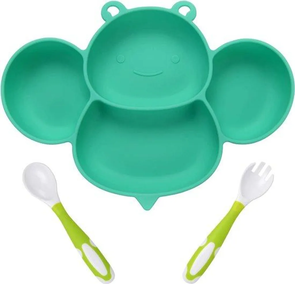 Assiette ventouse bébé en silicone souple - Plateau repas compartimenté