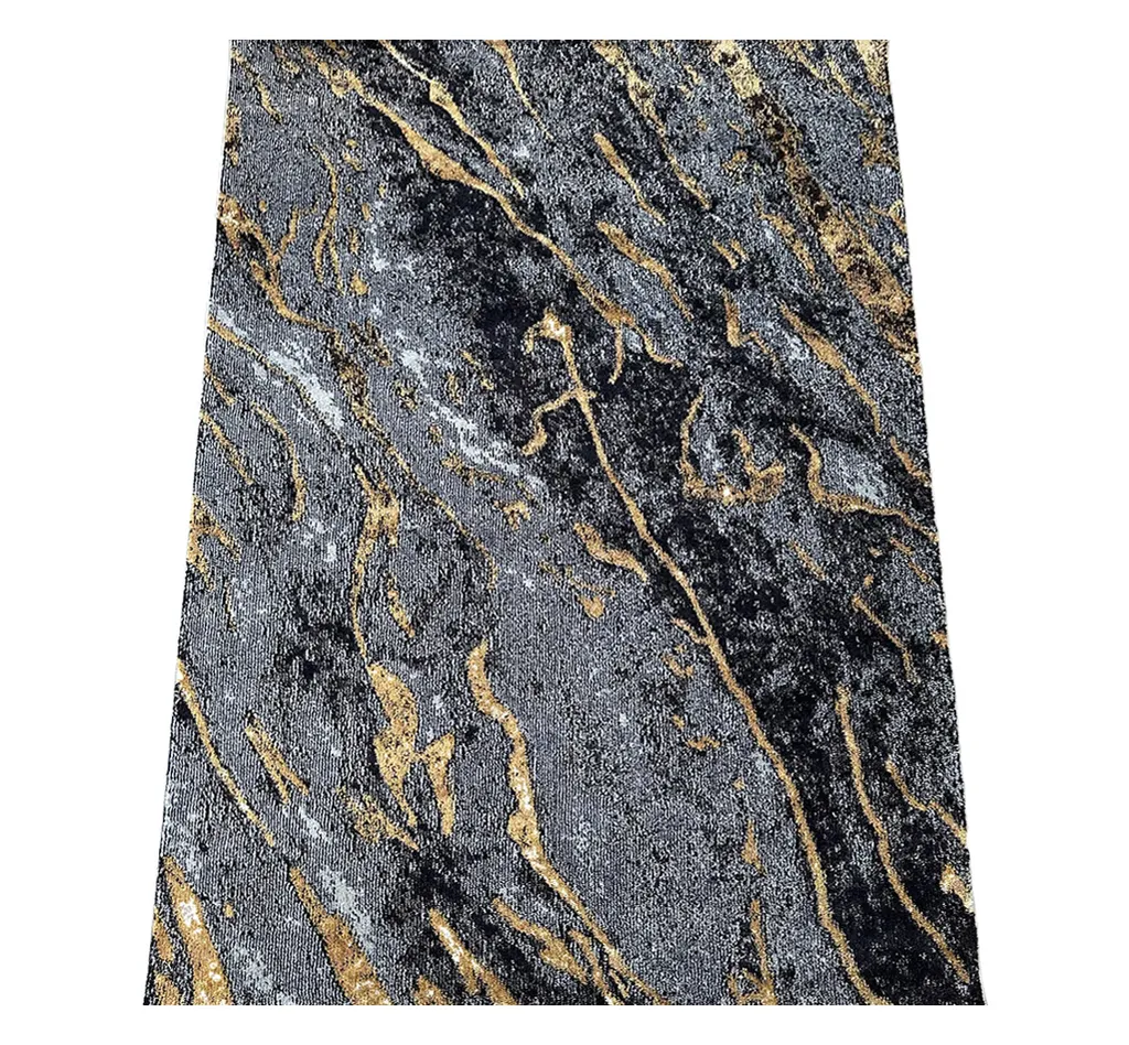 Tapis rectangulaire 60x100 COALINGA 2 coloris or gris et noir chic