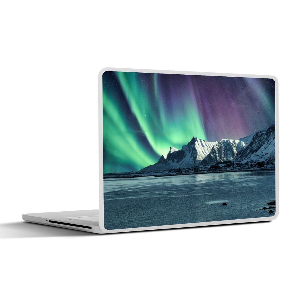MuchoWow Laptop Aufkleber Sticker Cover Nordlichter - Schnee - Norwegen 31x22.5 cm - Laptop-Deko