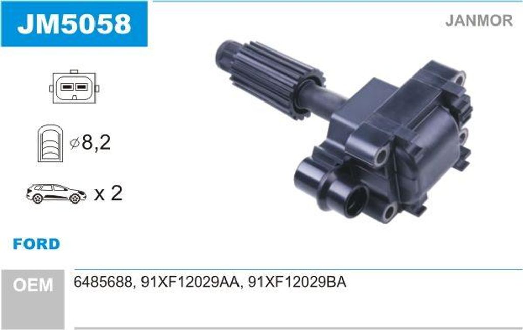 JANMOR JM5058 Zündspule OE 6485688 kompatibel mit Transit, Galaxy, Escort