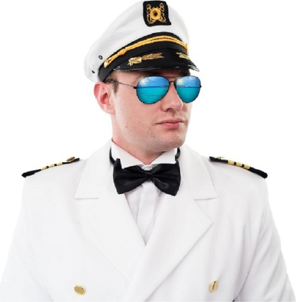 O23419 weiß-schwarz-gold Kapitänsmütze de Luxe Produktbild 