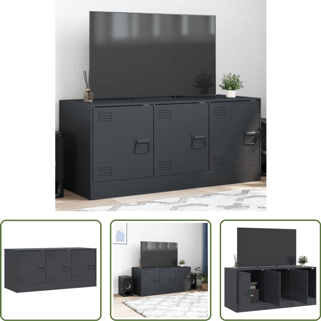 The Living Store TV-Schrank Anthrazit 99x39x44 cm Stahl