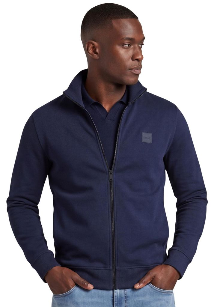 Zestart Strickjacke BOSS Orange navyblau hoher Kragen und Reißverschluss