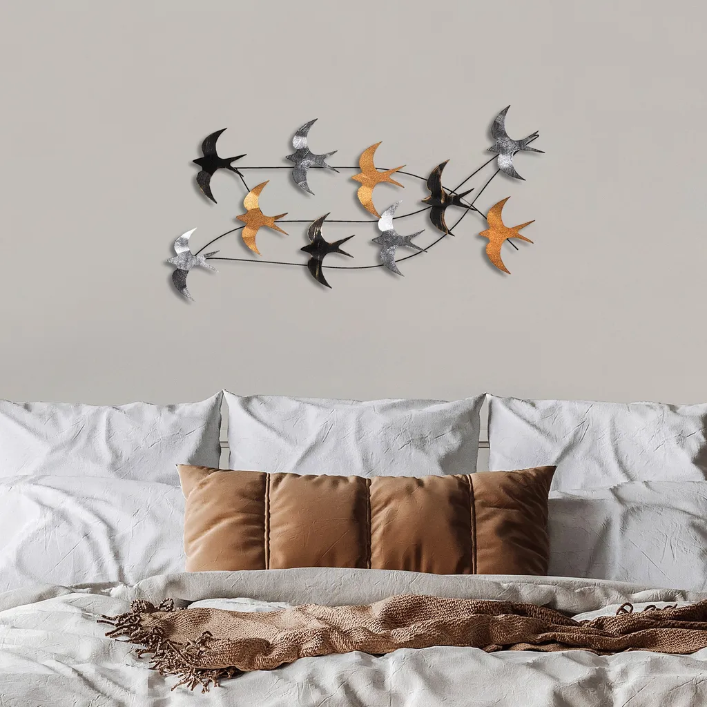 Scultura Luminosa Wallity Flock of Swallows 2 - Metallo 100%