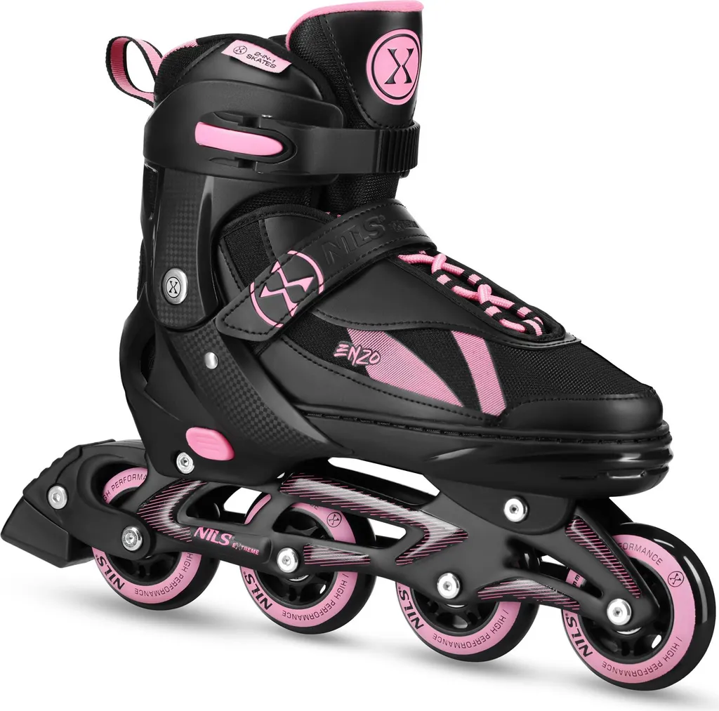 Patins modulables 2 en 1 avec lame hockey et roues PU Nils Extreme Pink XS