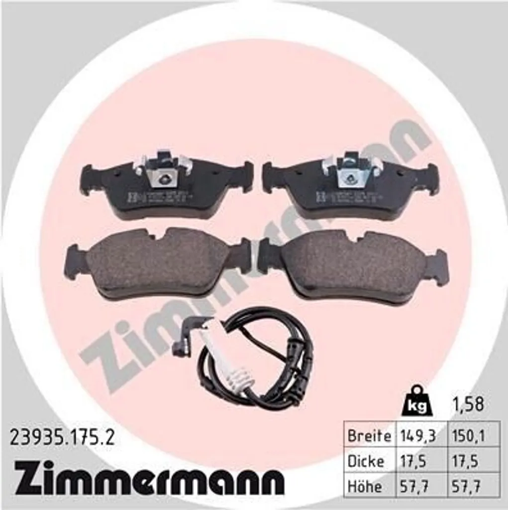 Plaquettes de frein avant pour BMW E87 et E90 de marque Zimmermann