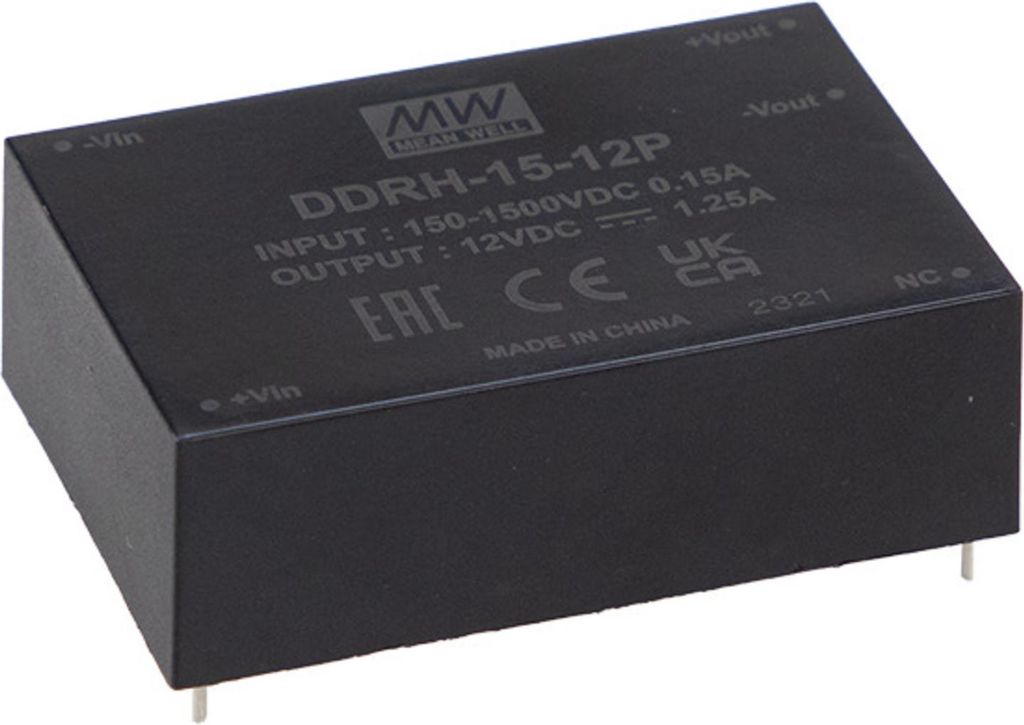 MEANWELL DDRH-15-05P DC-DC-Wandler geregelt 5V 2A Geschlossen 4.000V