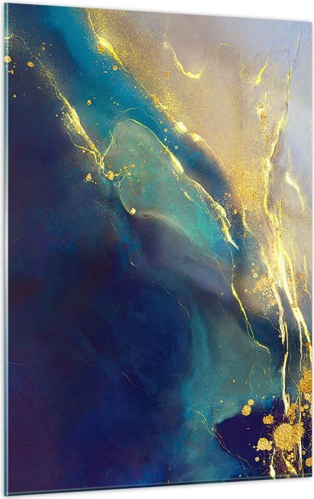 Bilder auf glas - Einteilig - Gold Granate Abstraktion - 50x70cm - Glasbilder - Wandbilder - Bilder - zum Aufhängen bereit - Wanddekoration aus Gl...