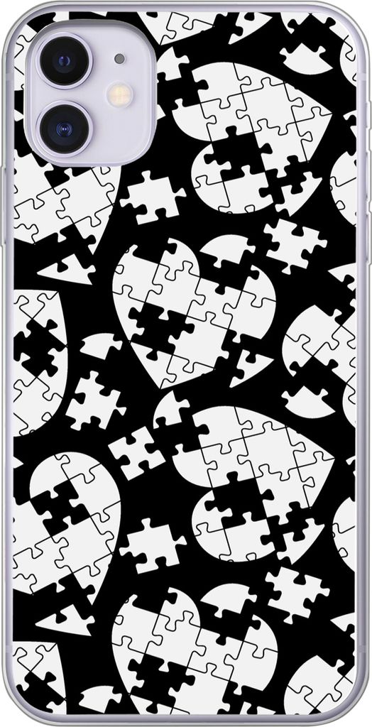 MuchoWow Handyhülle Schutzhülle Hülle für Telefoonhoesje iPhone 11 Mädchen - Puzzle - Herz - Muster - Mädchen - Kinder - Kinder Silikon Sof...
