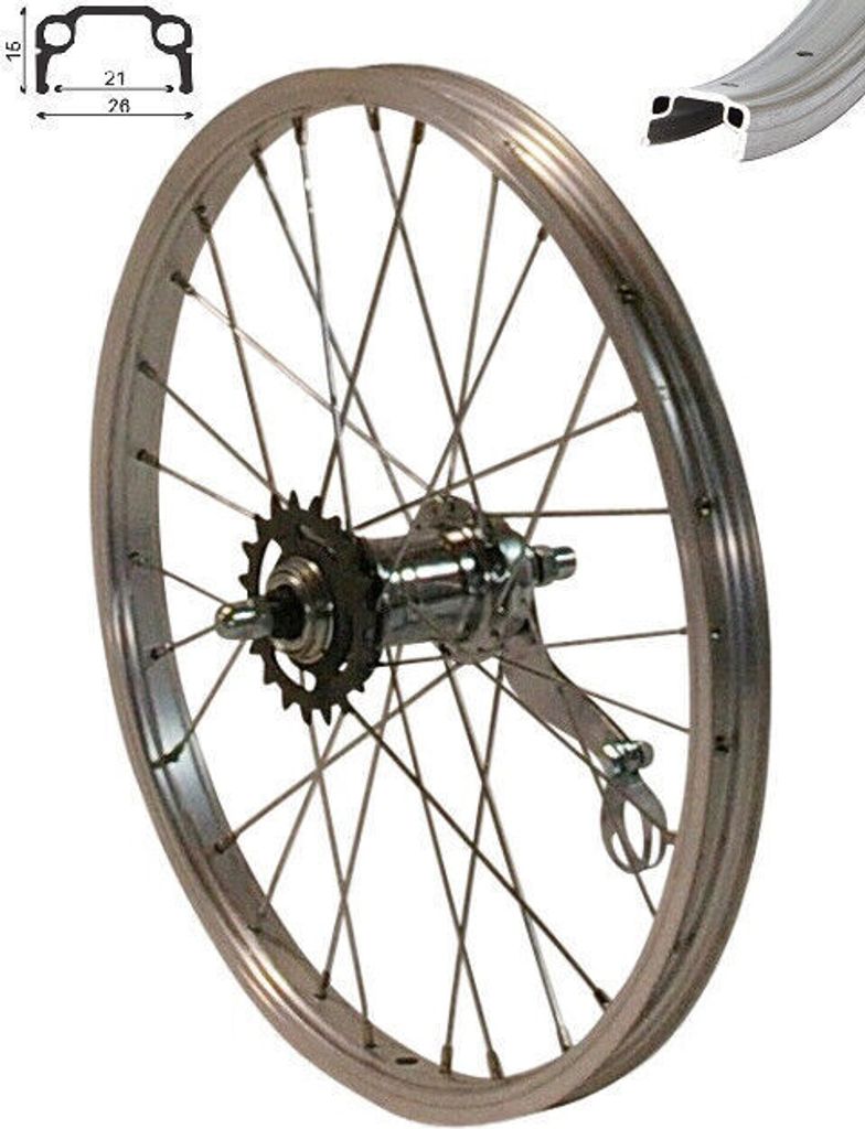 REDONDO 20 Zoll Hinterrad 20" Kasten Felge Silber mit 1 Produktbild 1