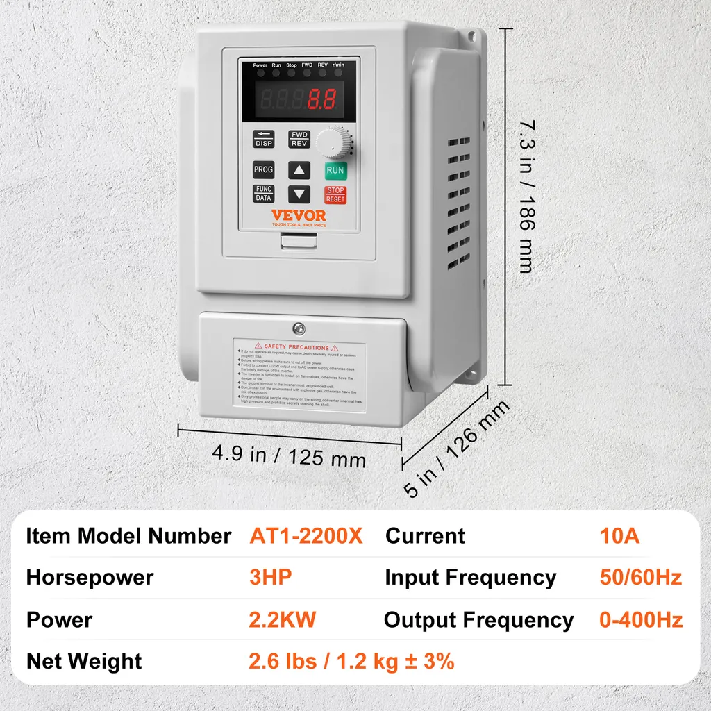 Régulateur de Fréquence 10A VFD 2.2kW Inverter avec Pilotage Précis