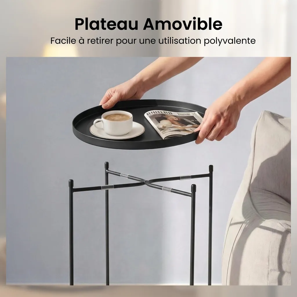 Table Basse de Jardin et Salon, Meuble d'Appoint Pliable Multifonction