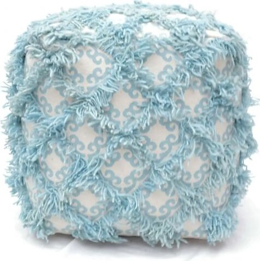Pouf Allure aqua 40x40 cm - Velours soyeux et assise confortable ferme