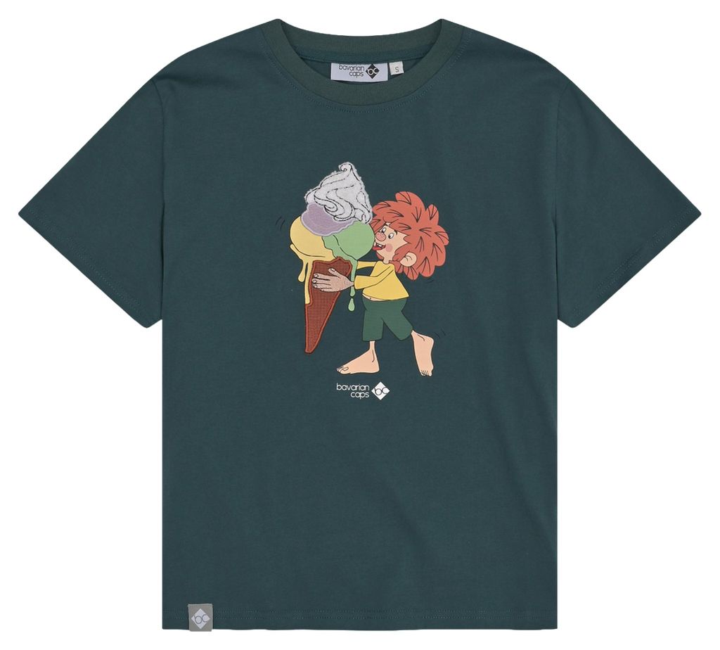 Bavarian Caps Damen T-Shirt , Pumuckl Schleckeis Dunkelgrün, XL